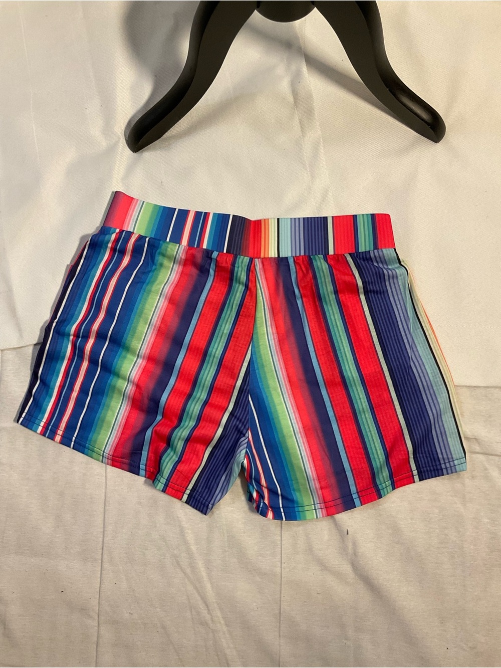 Multi-Stripe Athletic Shorts for Women - Rainbow Stripe